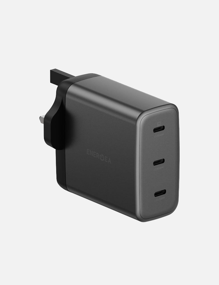 Energea AmpCharge GaN 100W 3 USB-C Wall Charger, Gunmetal