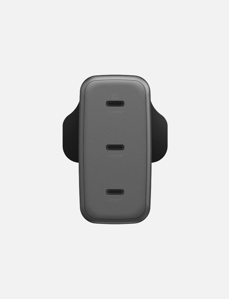 Energea AmpCharge GaN 100W 3 USB-C Wall Charger, Gunmetal