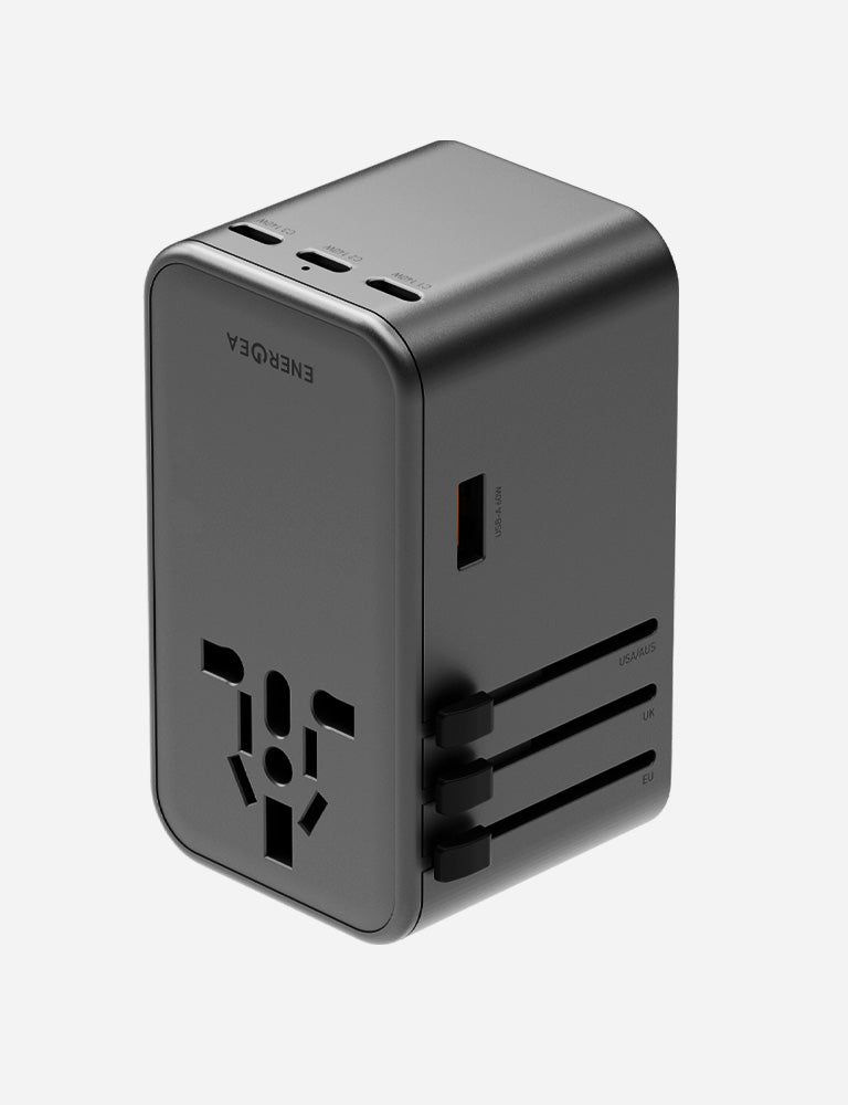 Energea TravelWorld GaN 160W 3C1A Travel Adapter, Gunmetal