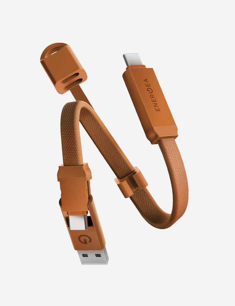 Energea Sheath 2 in 1 USB-C to USB-C + USB-A Key Cable, 15cm Ora