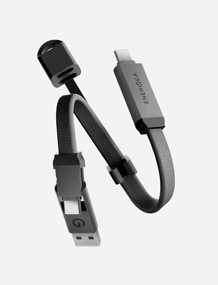 Energea Sheath 2 in 1 USB-C to USB-C + USB-A Key Cable, 15cm Ora