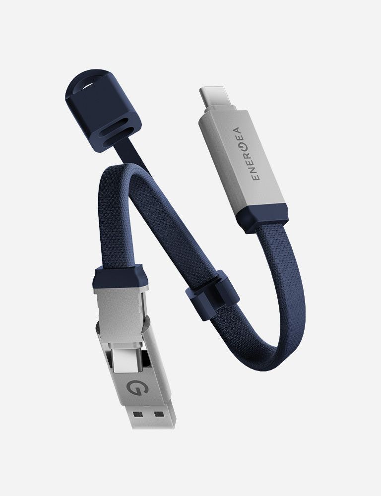 Energea Sheath 2 in 1 USB-C to USB-C + USB-A Key Cable, 15cm Ora