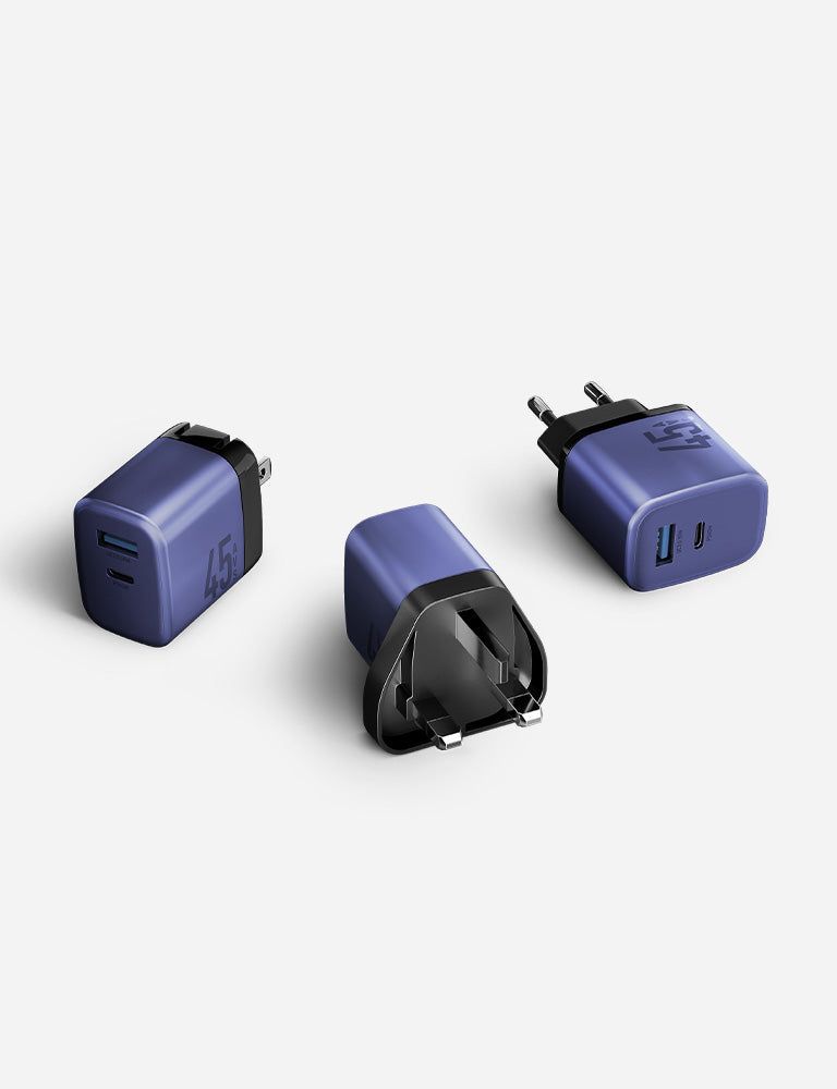 Energea AmpCharge 45W AVS 1A1C Wall Charger, Indigo Blue