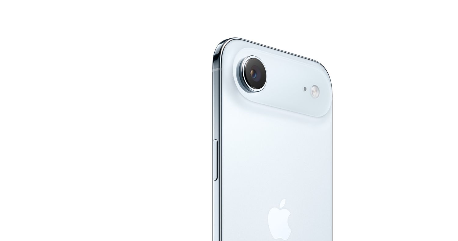 Apple iPhone Air Sky Blue rear camera and finish detail