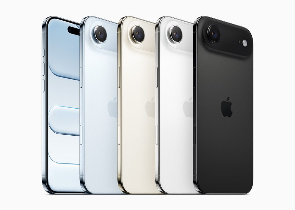 Apple iPhone Air in Sky Blue, Light Gold, Cloud White and Space Black