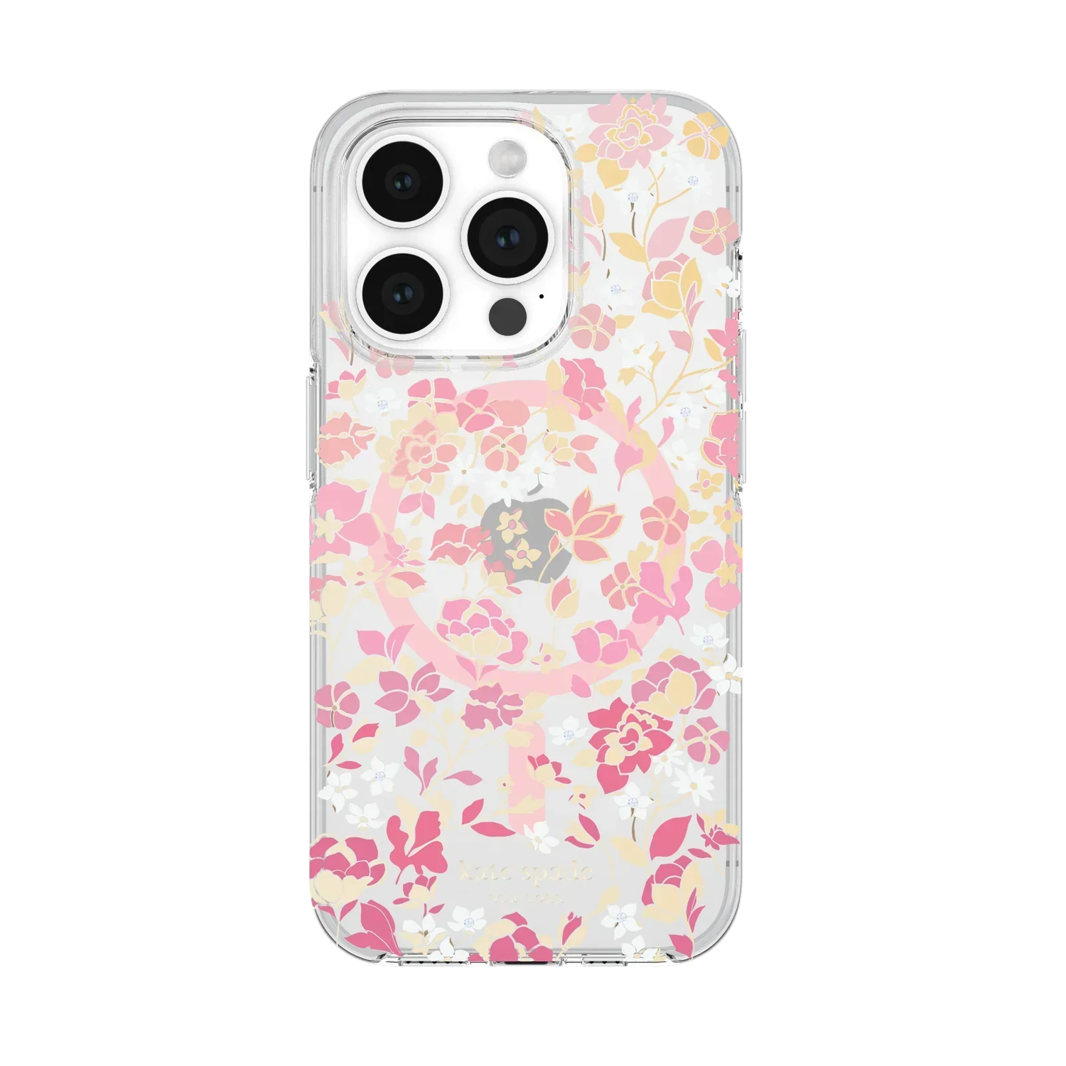 KSNY iPhone 15 Pro Hardshell Case with MagSafe,Flowerbed Pink