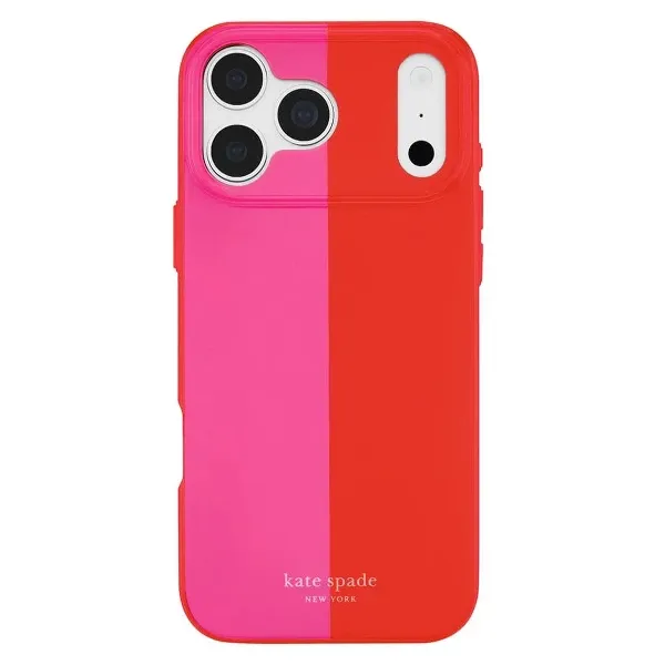 Kate Spade iPhone 18/17 Pro Case, Racing Stripe Pop Pink