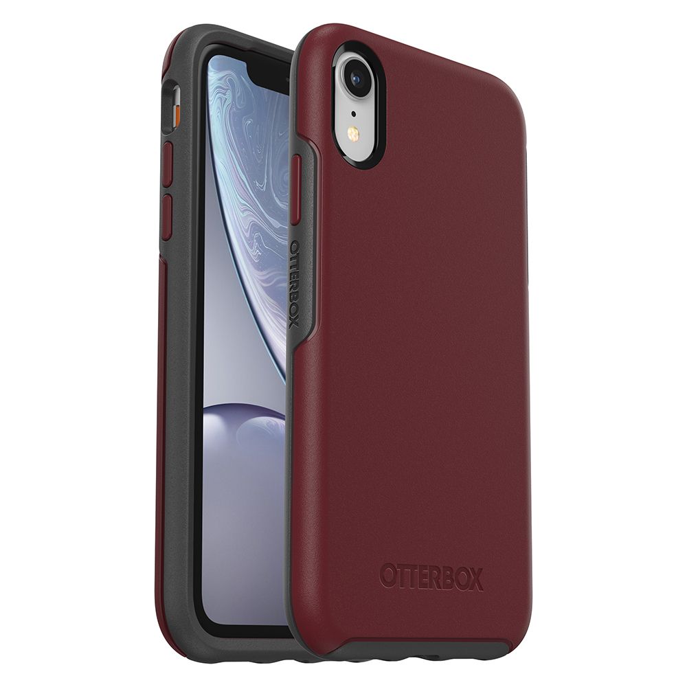 OtterBox iPhone XR Symmetry Series, Fine Port (Cordovan/Grey)