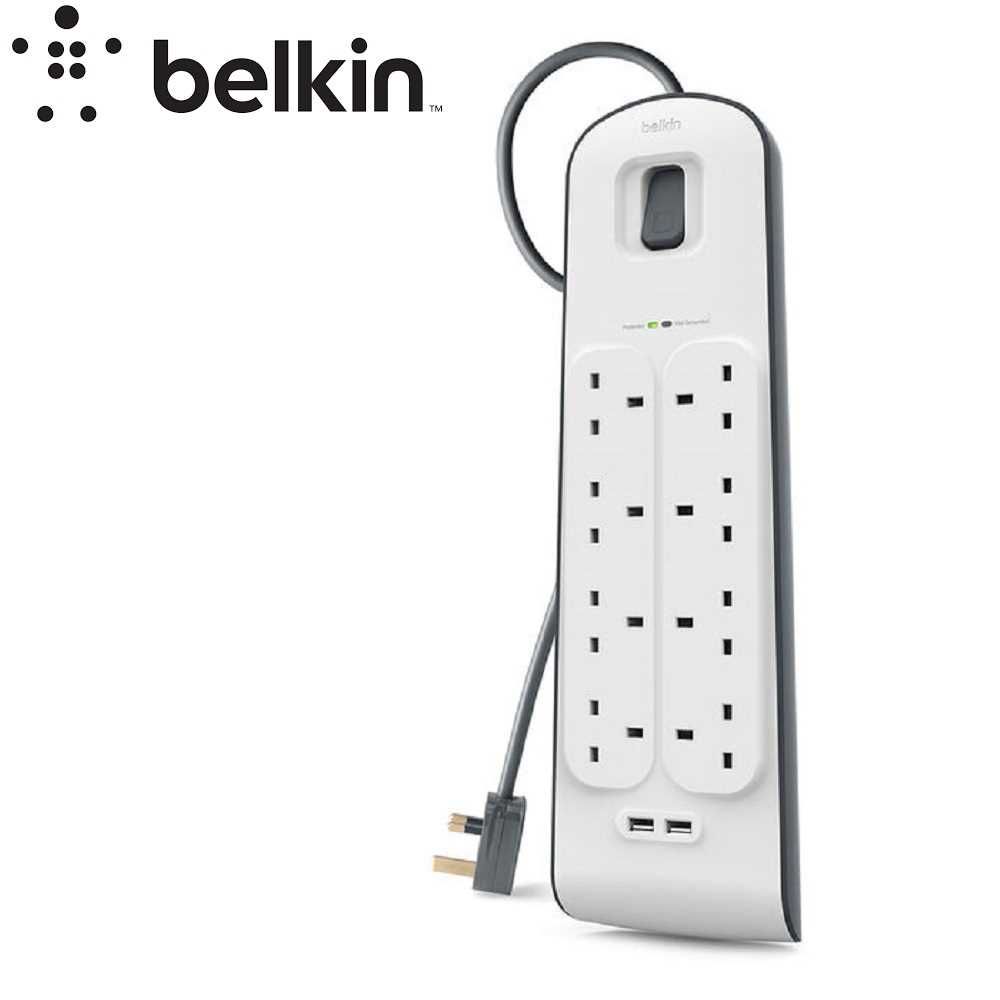 Belkin BSV804SA2M 8-Socket Surge Protector + 2 USB 2m