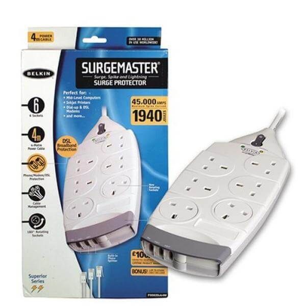 Belkin F9S620SA4M 6-Socket Superior Series Surge Protector 4m