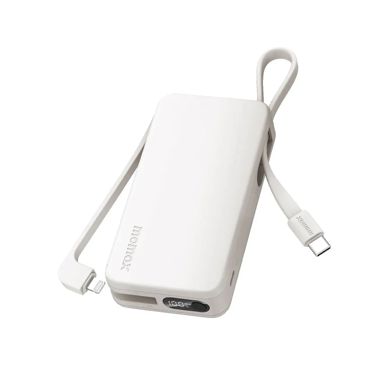 Momax Vital Power Bank 10000mAh with USB-C &amp; Lightning Cable, White
