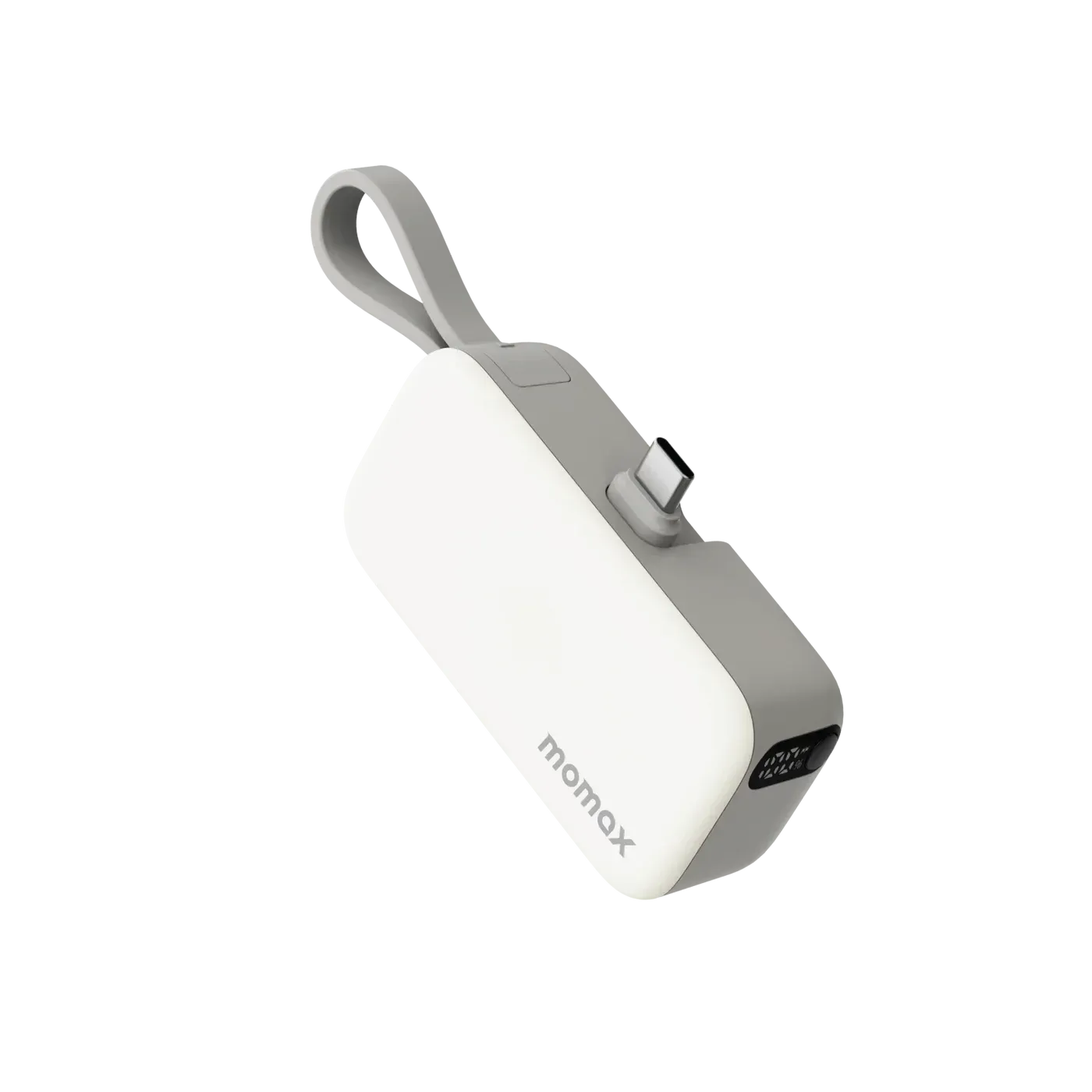 Momax 3-in-1 Mini Power Bank with USB-C Plug 5000mAh, Gray
