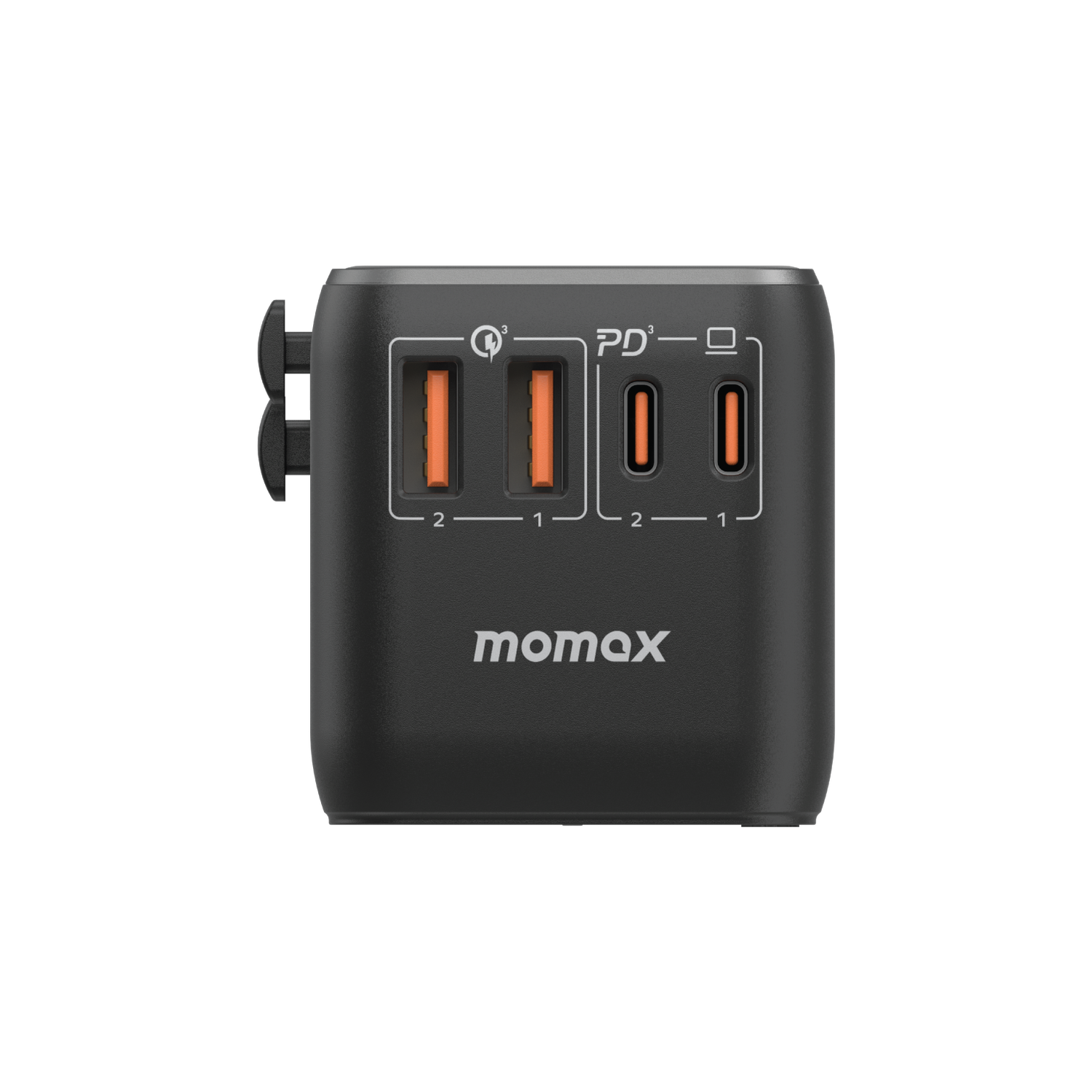 Momax UA10 100W GaN 4-Port + AC Travel Adapter, Black
