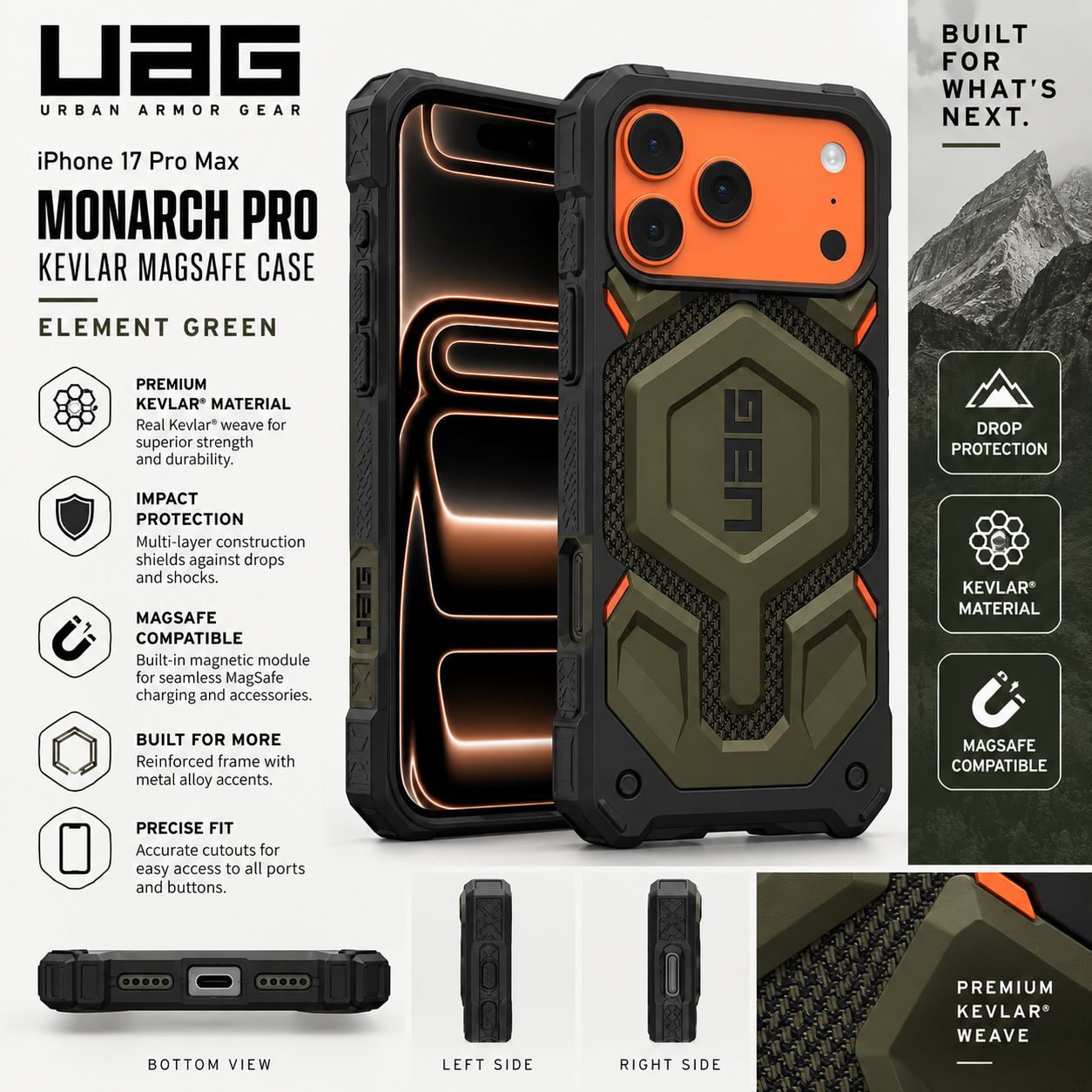 UAG iPhone 17 Pro Max Monarch Pro Kevlar MagSafe Case - Element | UAG Singapore