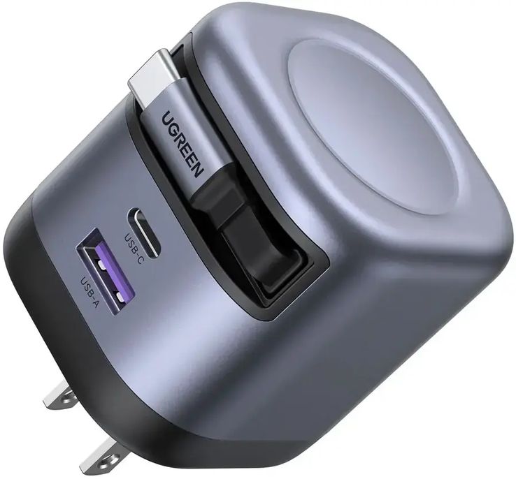 UGREEN X614 45W 3-Port GaN Charger with Retractable Cable
