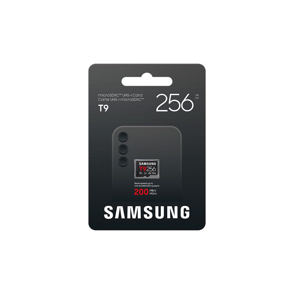 Samsung T9 256GB microSDXC UHS-I memory card retail packaging