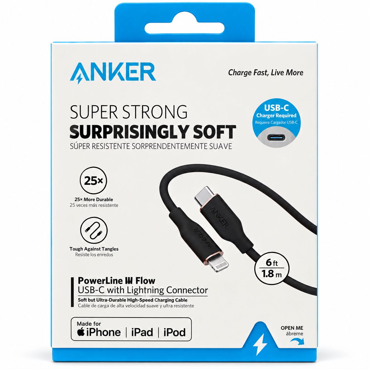 Anker PowerLine III Flow C to Lightning Cable, 1.8M Black