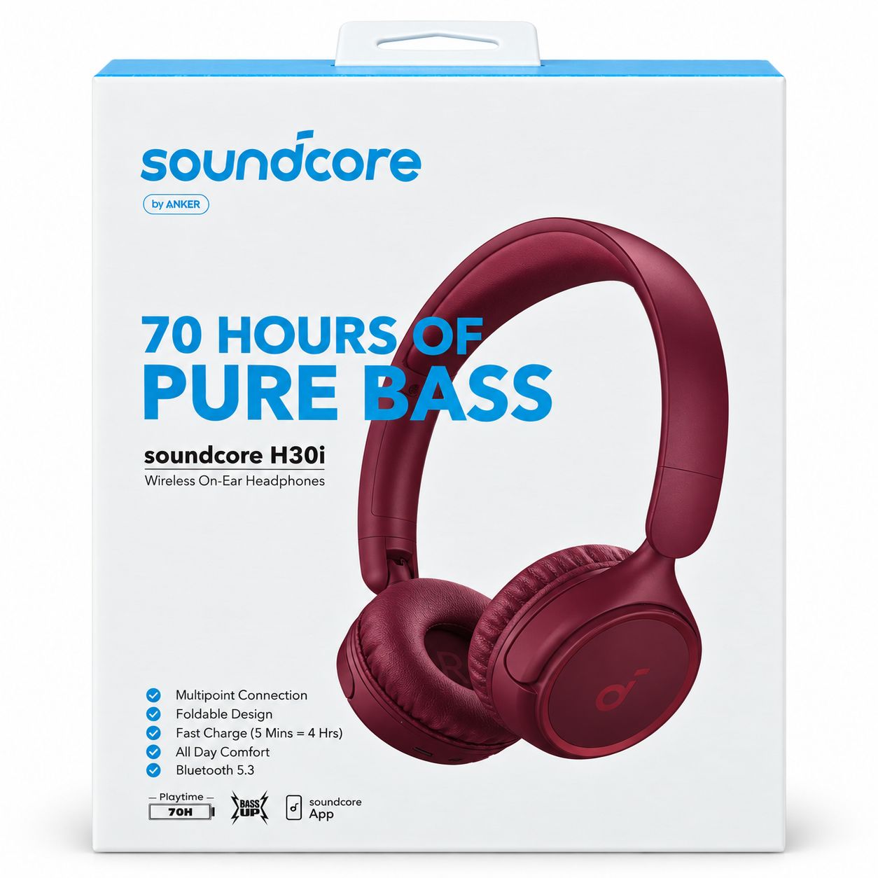 Anker A3012 Soundcore H30i Wireless Headphones, Wine Red