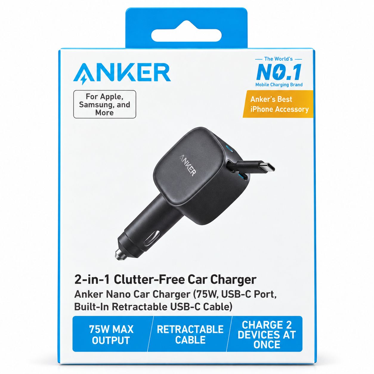 Anker A2738 2-in-1 Clutter-Free Car Charger