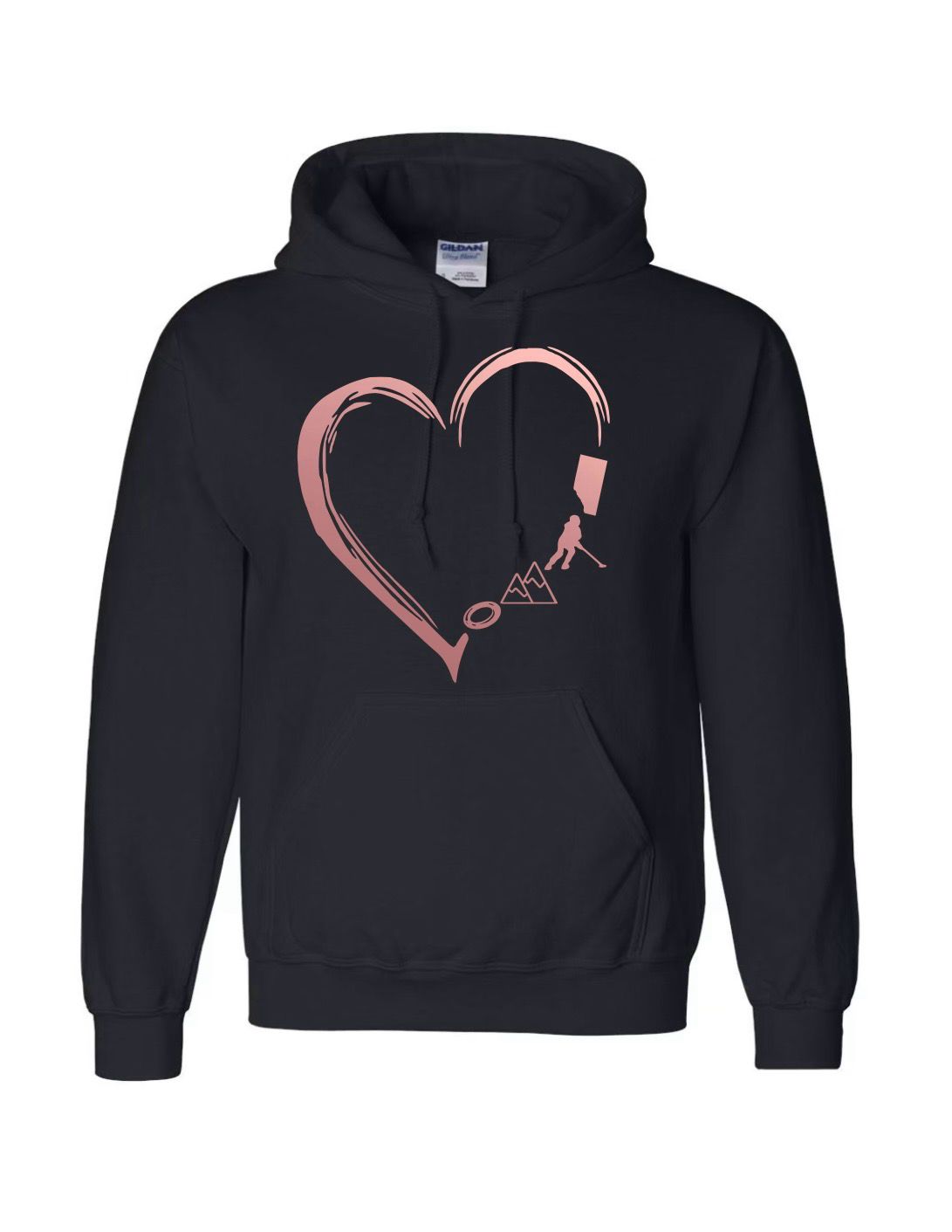 Ringette Heart Graphic Hoodie - Rose Gold