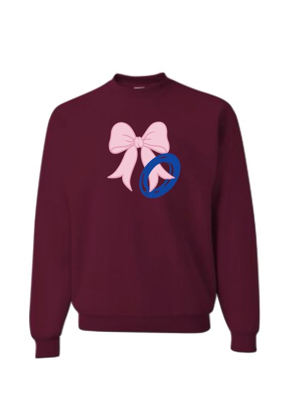 Ringette Bow With Ring - Burgundy Crewneck