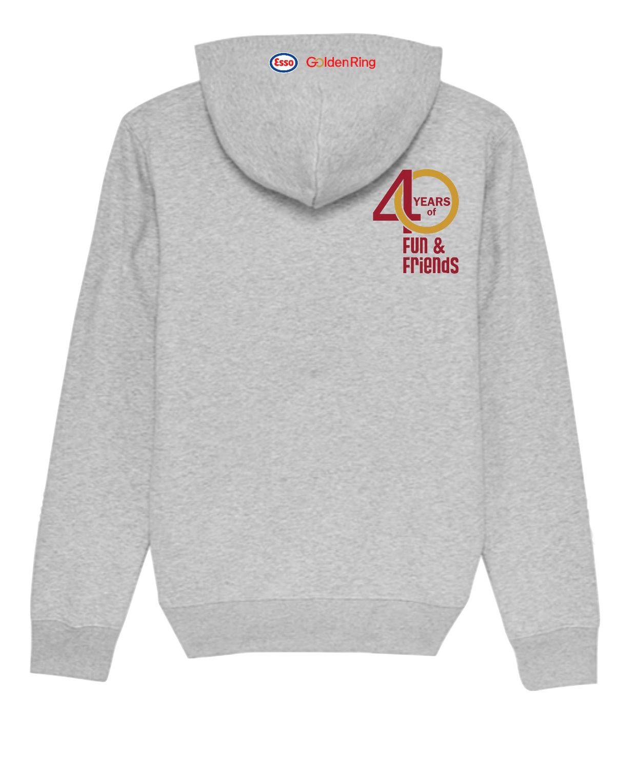 Esso Golden Ring 40th Anniversary Limited Edition Hoodie - In Grey with Back Logo Small + Esso Logo on Hood