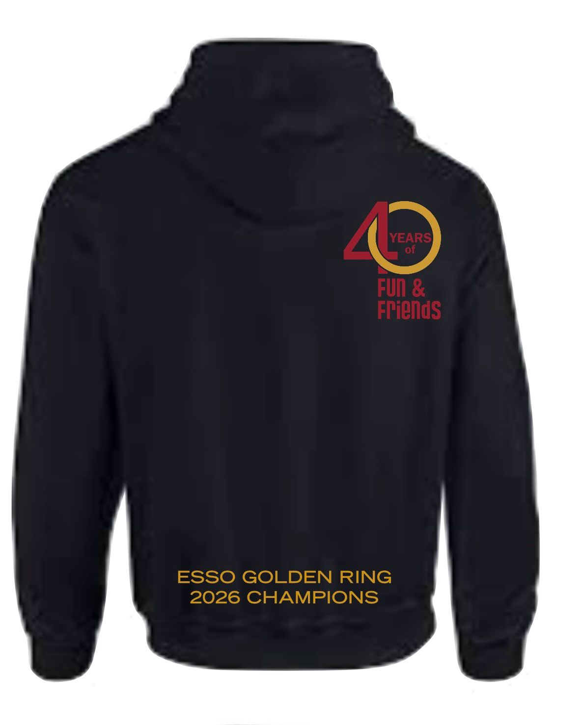 Esso Golden Ring 40th Anniversary Limited Edition Hoodie - Black with Back Logo + Esso Logo on Hood