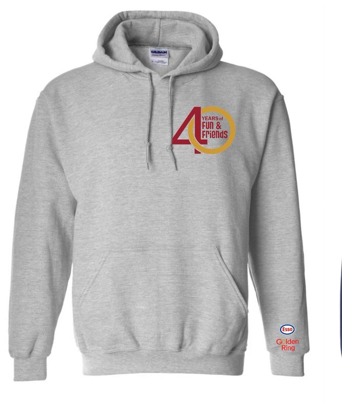 Esso Golden Ring 40th Anniversary Limited Edition Hoodie - In Grey with Front Logo Small + Esso Logo on Sleeve