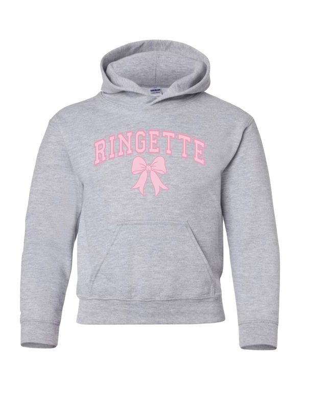 Varsity Ringette With Bow Hoodie - Grey
