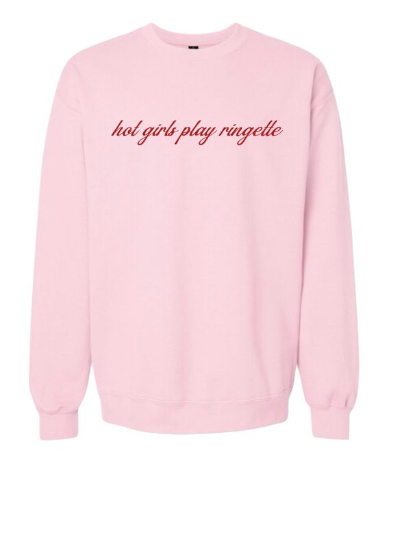 Hot Girls Play Ringette Crewneck - Pink