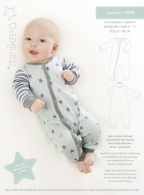 Sewing pattern for Sleepsuit