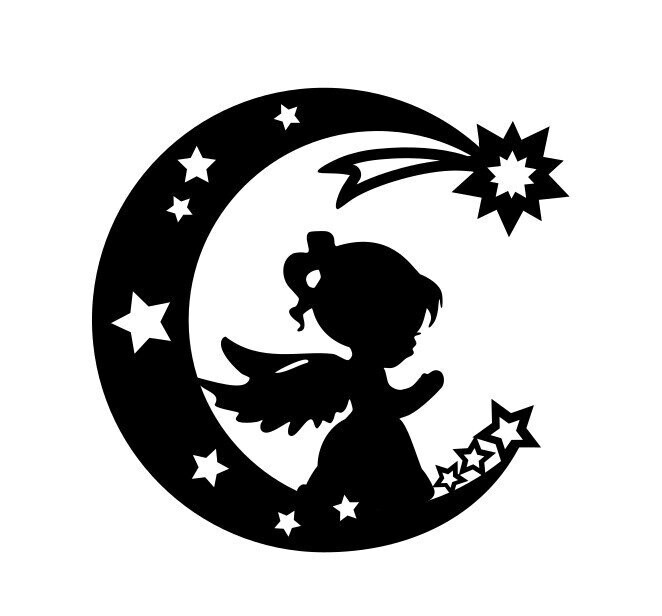 Silhouette Ange sur lune