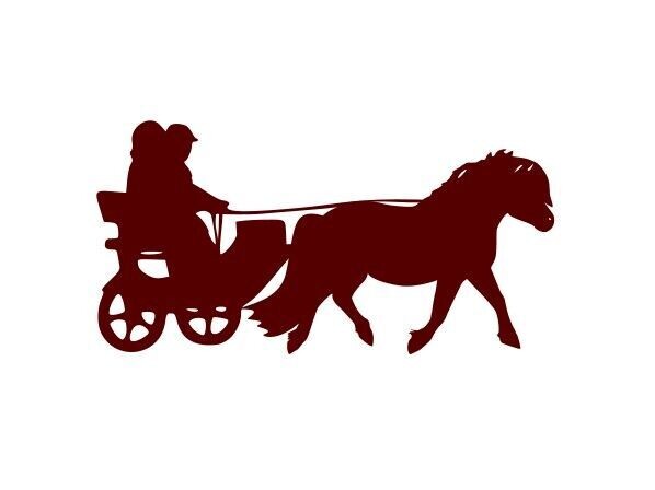 Silhouette poney en attelage