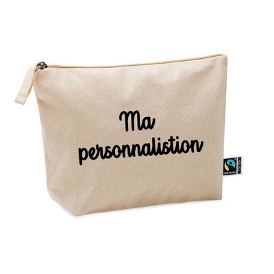 Pochette zippée 100% coton commerce équitable marquage velours
