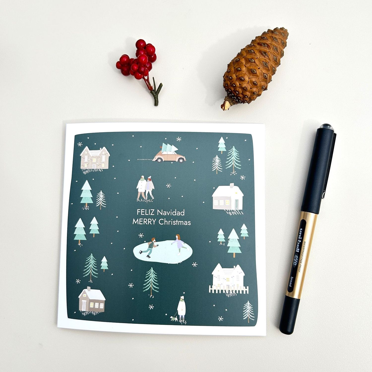 Christmas Card Set – Pack of 5 Winter Scene Cards / Pack Tarjetas Navideñas - 5 Feliz Navidad Tarjetas con Sobres Pack tarjetas navideñas, tarjetas de Navidad para empresas, felicitaciones Navidad, tarjetas de Navidad baratas, Xmas cards
