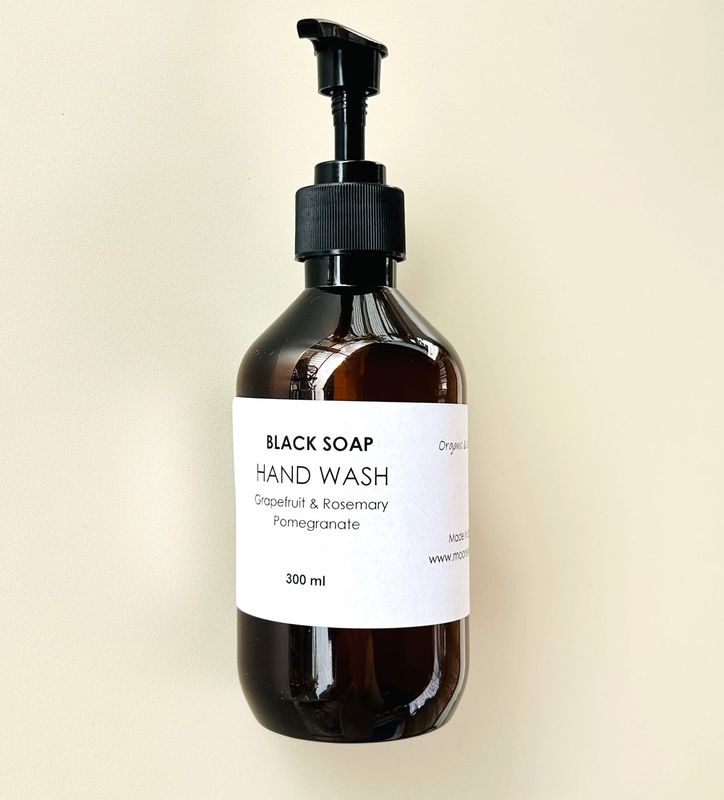 Black Soap Hand Wash with Grapefruit & Rosemary Pomegranate / Jabón negro para manos con pomelo, romero y granada
