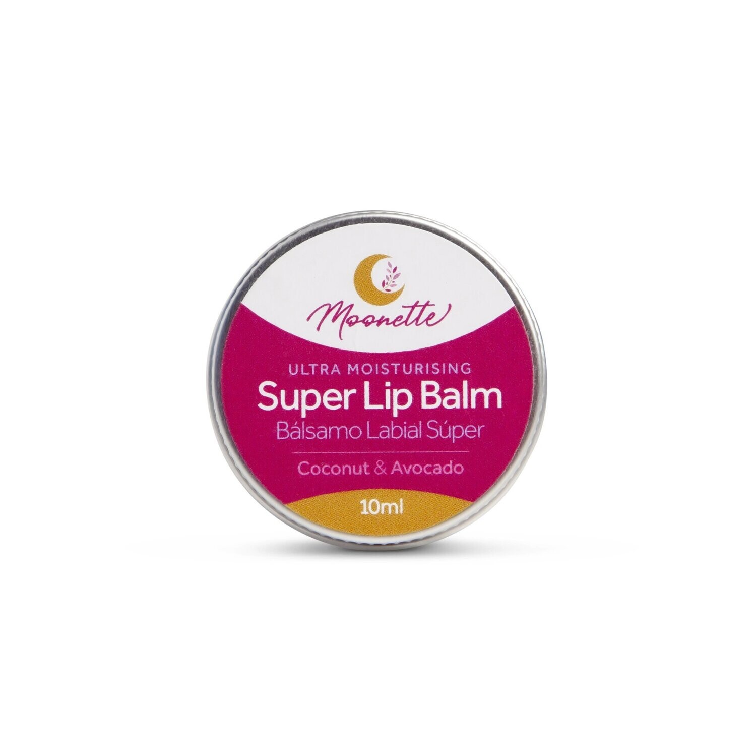 Moonette Organic Super Lip Balm with coconut and avocado oils in reusable tin – natural ultra moisturizing balm for dry lips