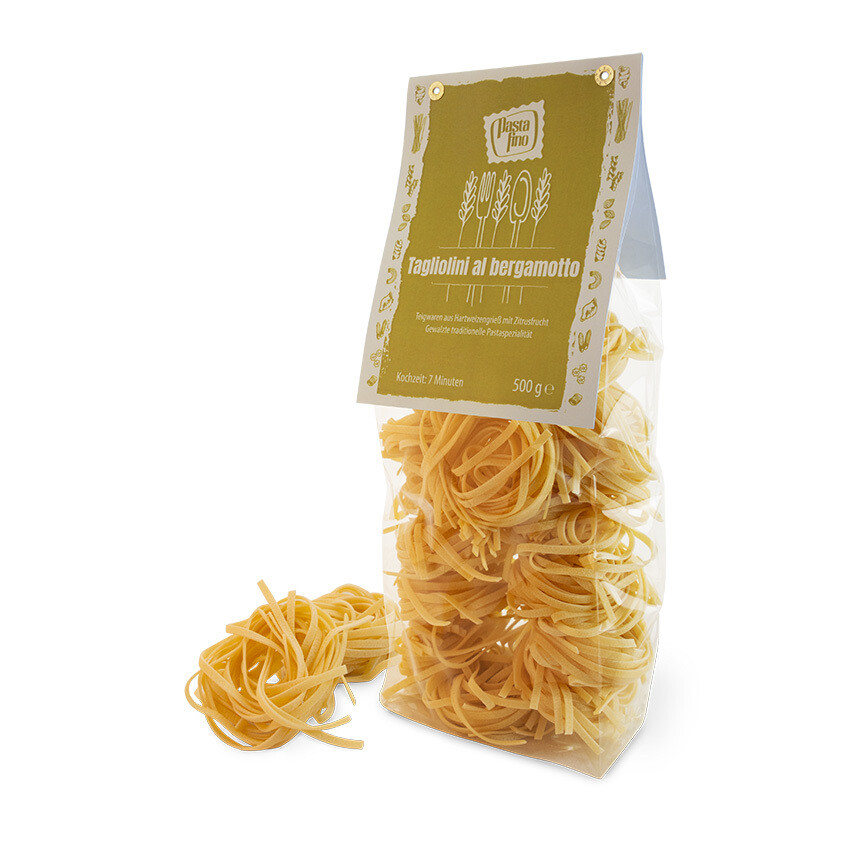 Traditionelle, italienische Pasta Tagliolini Bergamotte - aus Hartweizengrieß und Zitrusfrucht (100g/1,00€)