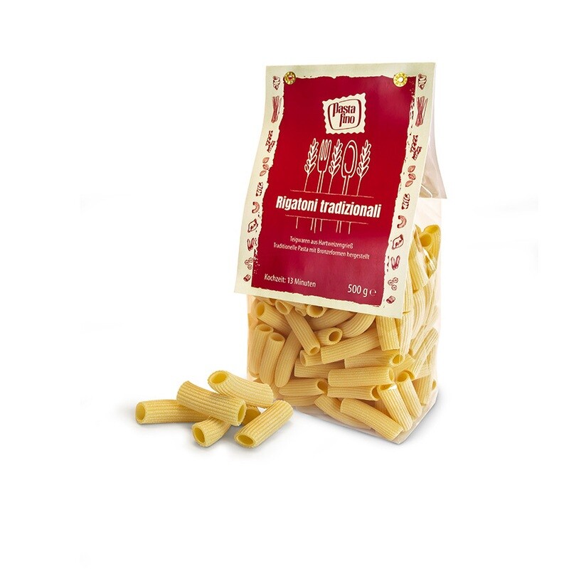 Traditionelle, italienische Pasta Rigatoni &quot;tradizionali&quot; - aus Hartweizengrieß (100g/0,94€)