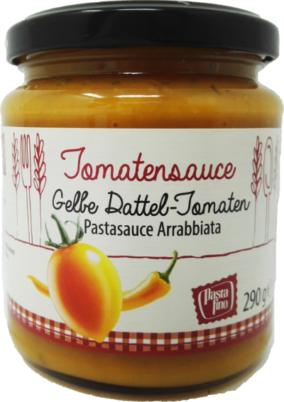 Gelbe Dattel-Tomatensauce "arrabbiata" mit Chili 290g (100g/1,93€)