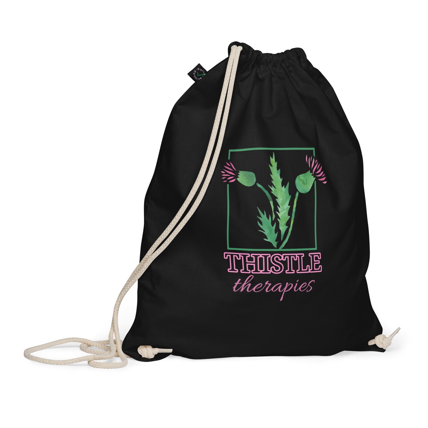 Organic Cotton Drawstring Bag "Thistle Thera Pink Logo" Organic Cotton Drawstring Bag "Thistle Thera Pink Logo"
