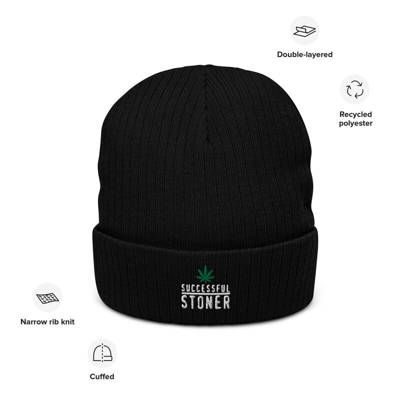Ribbed Knit Beanie &quot;Successful Stoner&quot;