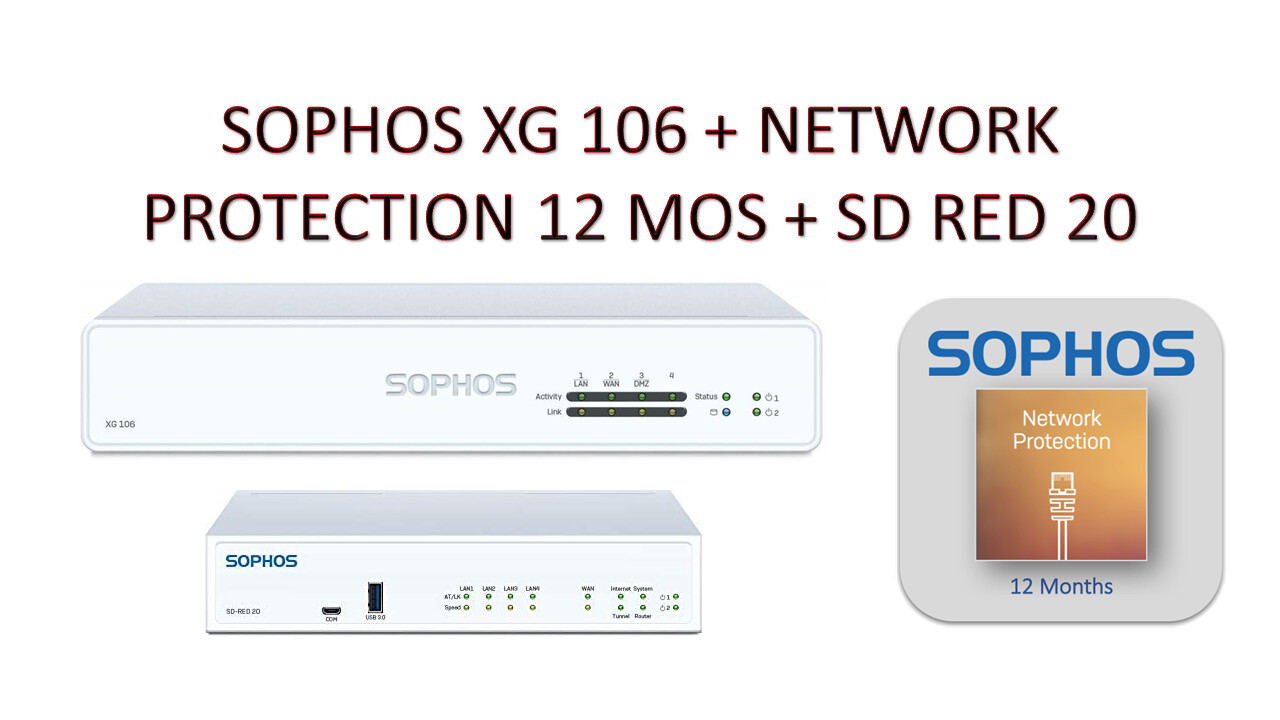 Sophos XG 106 Appliance + Network Protection 12 MOS + SD RED 20 Appliance | XG1ZTCHEK+XN1Z1CSAA+R20ZTCHMR