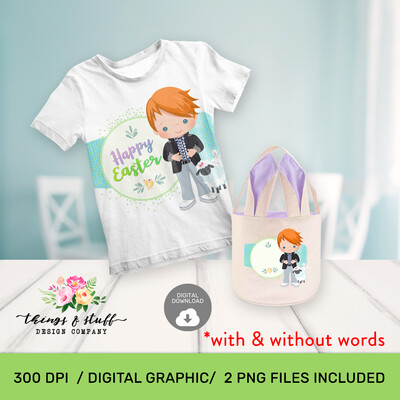 Red Hair Boy Lamb Digital Design