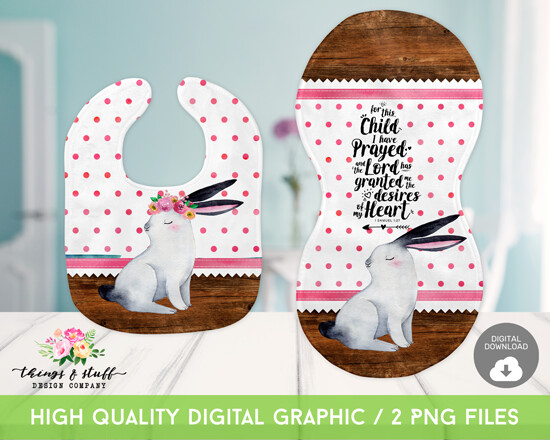 For this Child Pink  Bib &amp; Burp Cloth Digital Design Template