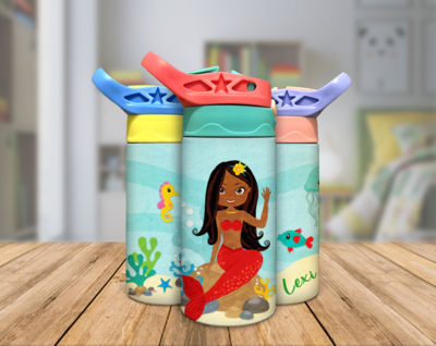 Red Mermaid Sippy Digital Design Template