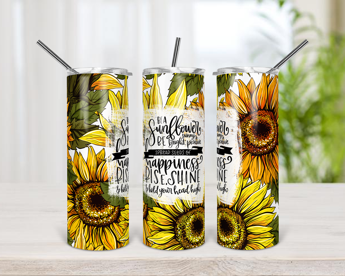 Sunflower Happiness 20 oz Skinny Digital Design Template
