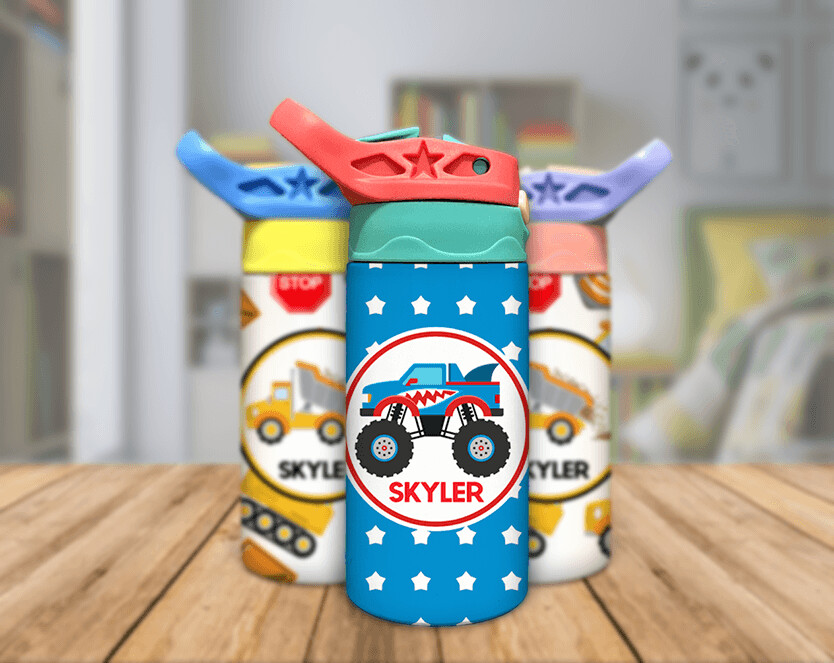 Red Blue Shark Monster Truck Sippy Digital Design Template