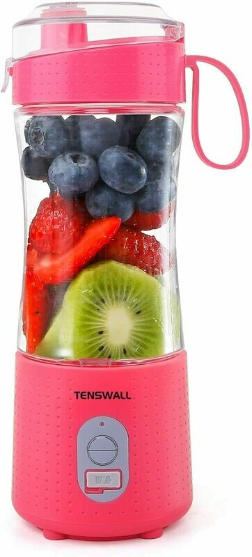 Rechargeable Blender with USB Port, 4000mAh Battery Strong Power Pink