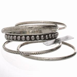 Narrow Metal Silver Bangles